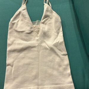 Free People Cream Textured Tank Top
